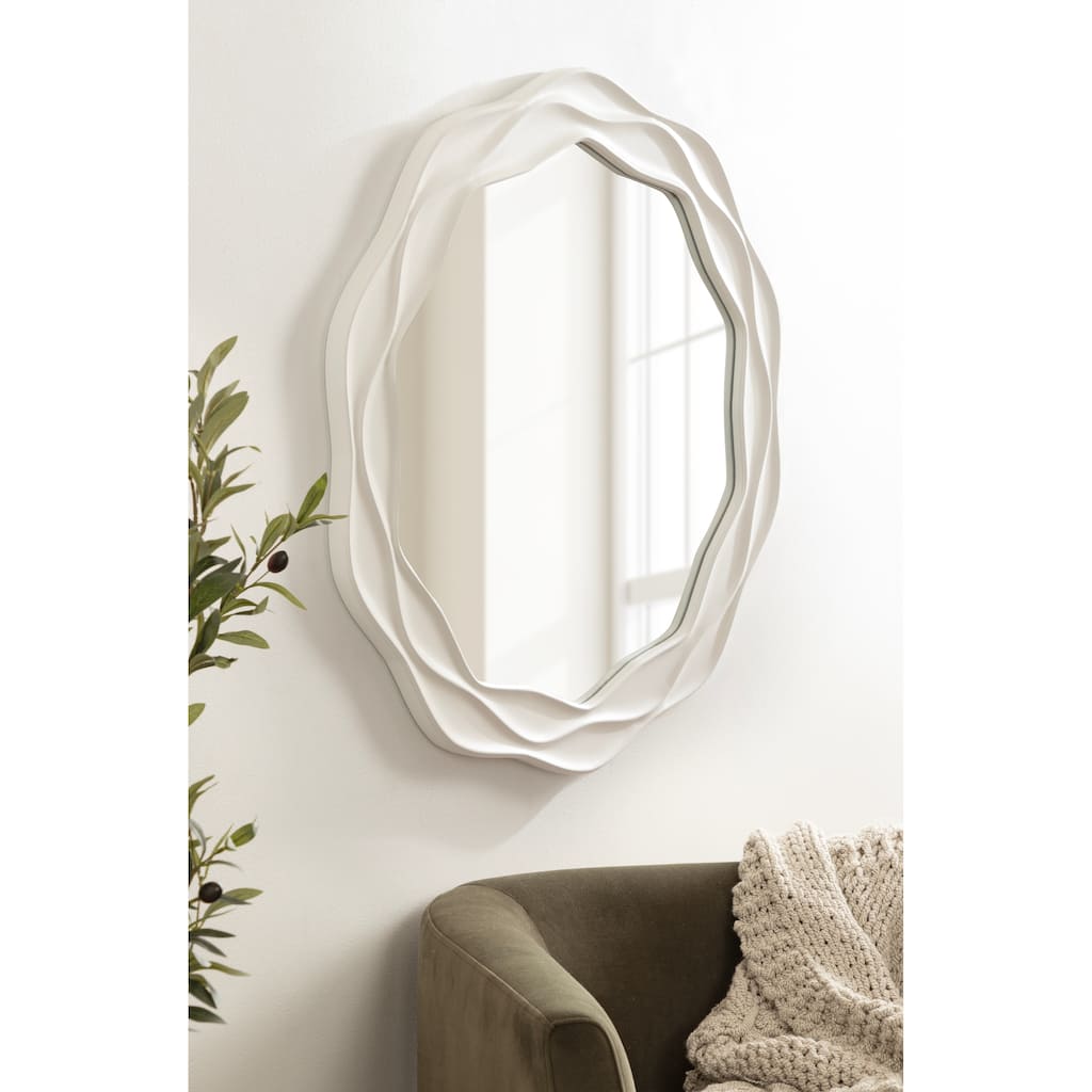 Kate and Laurel Wavern Round Wavy Mirror - 29x29