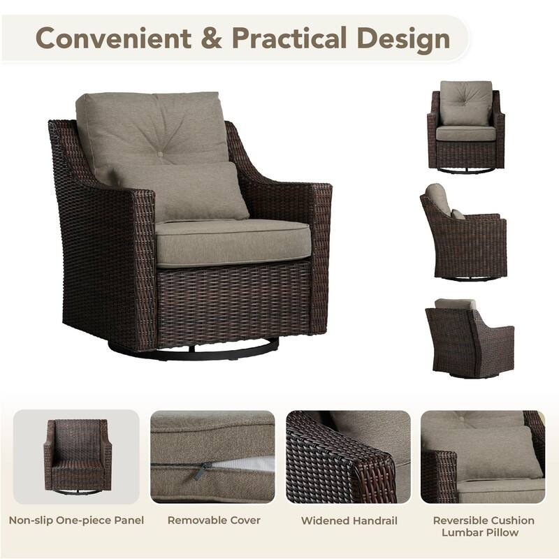 Murphy Outdoor Wicker Patio Furniture Swivel Glider Chair