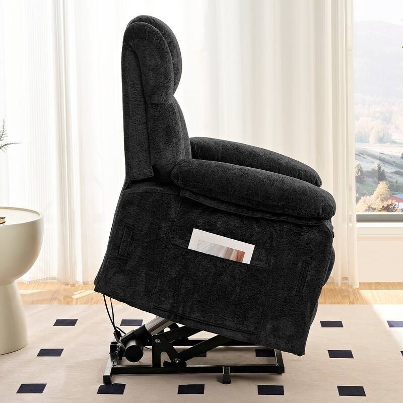 Mixoy Velvet Power Lift Recliner Chair,Dual Motor Heat Massage Electric Recliners Arm Chair with Remote