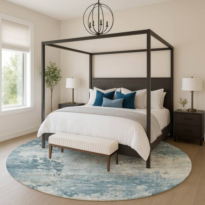 Premium Washable Super Soft Modern Casual Mayfield Rug - Teal - 8' x 8'