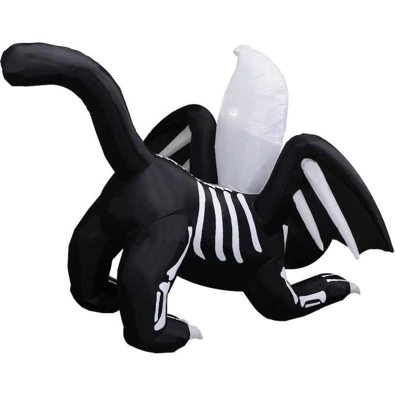 Haunted Hill Farm 5-Ft. Tall Pre-lit Inflatable Black Cat Bat with Red Eyes and Ghost