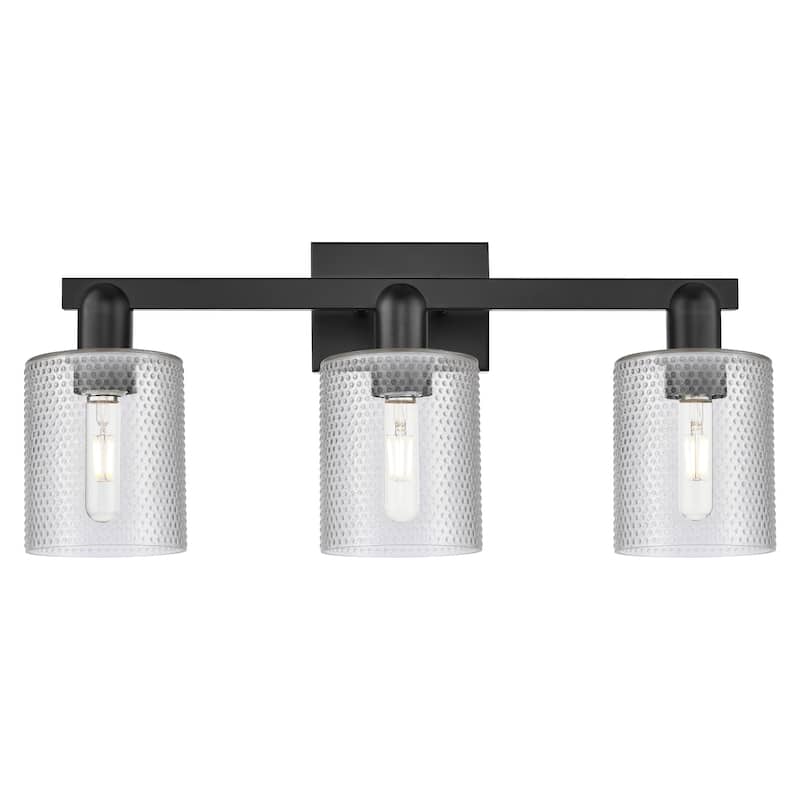 Innovations Lighting 716-3W-11-24 Cobbleskill Vanity Cobbleskill 3 - Matte Black / Clear