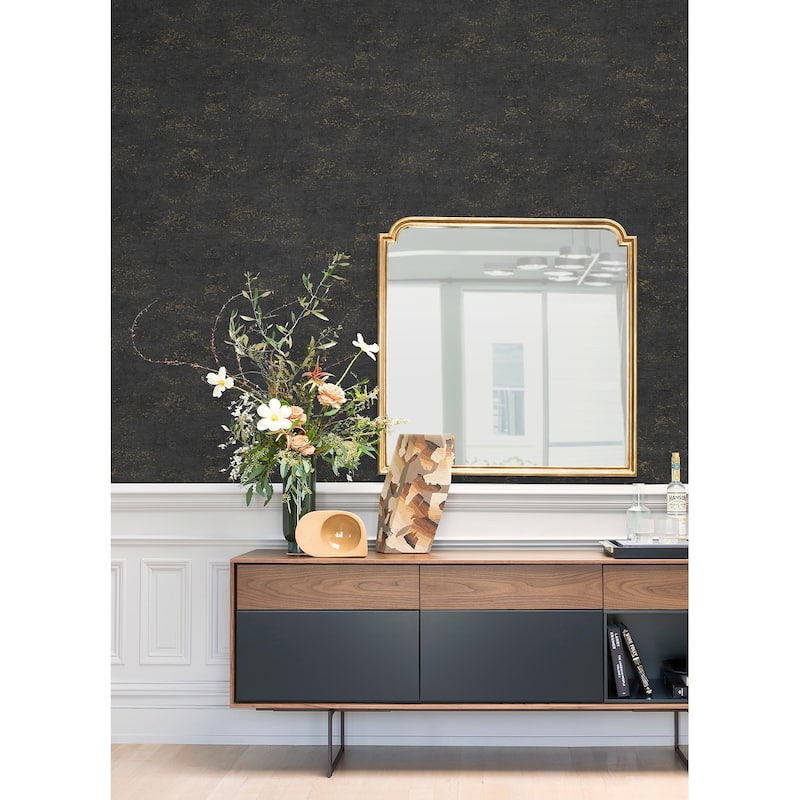 A-Street Prints Elatha Charcoal Gilded Texture Wallpaper