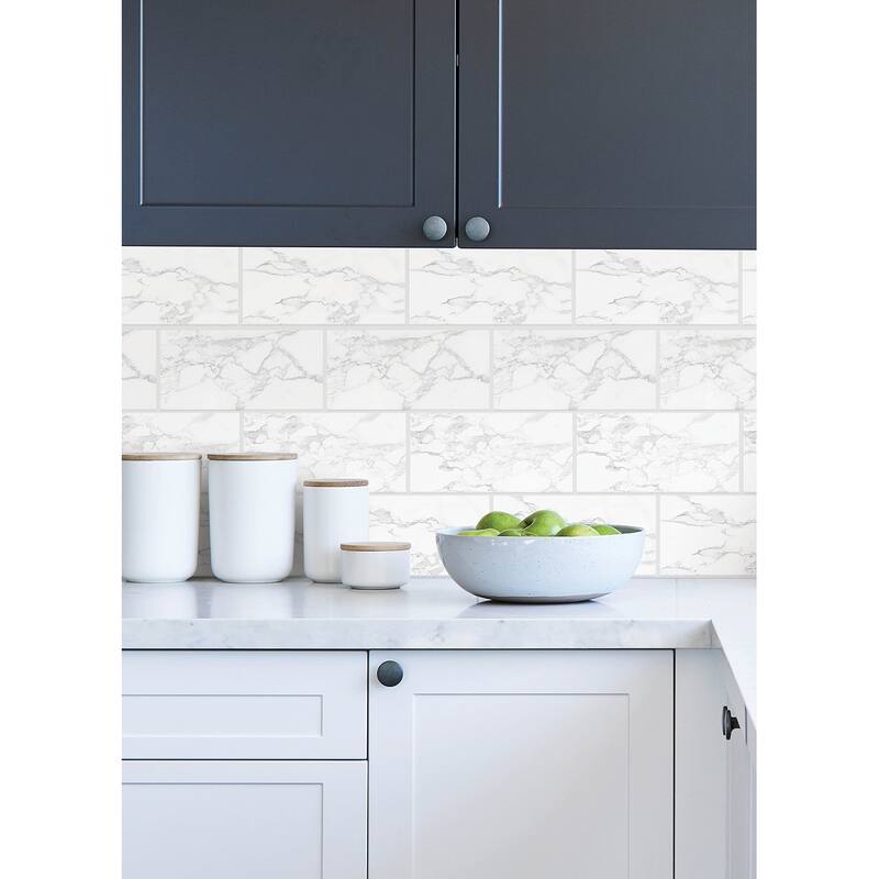 Marble White Peel and Stick Backsplash Tiles