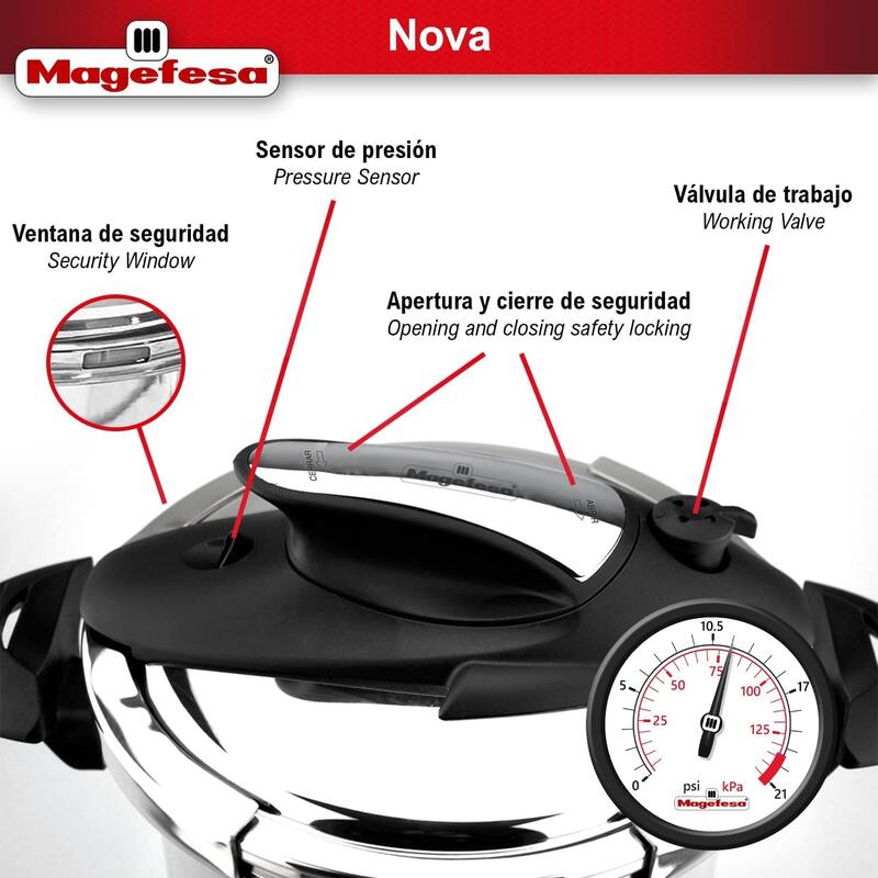 Magefesa Nova Stainless Steel Pressure Cooker Set - 4.2 & 6.3 Qts