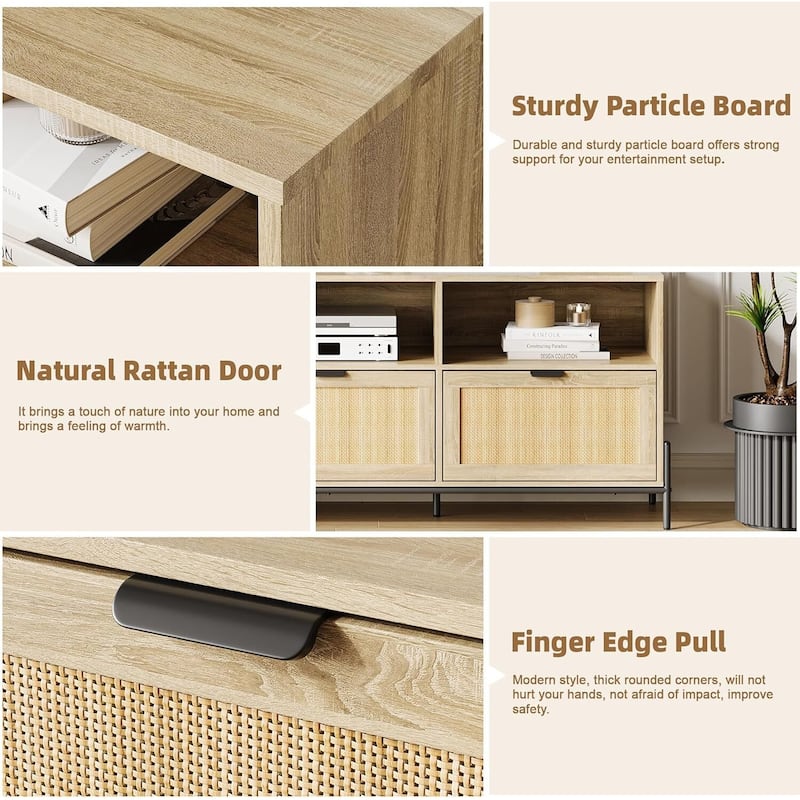 65 Inch Console Table TV Stand Entertainment Center with Storage for Living Room, Bedroom - N/A