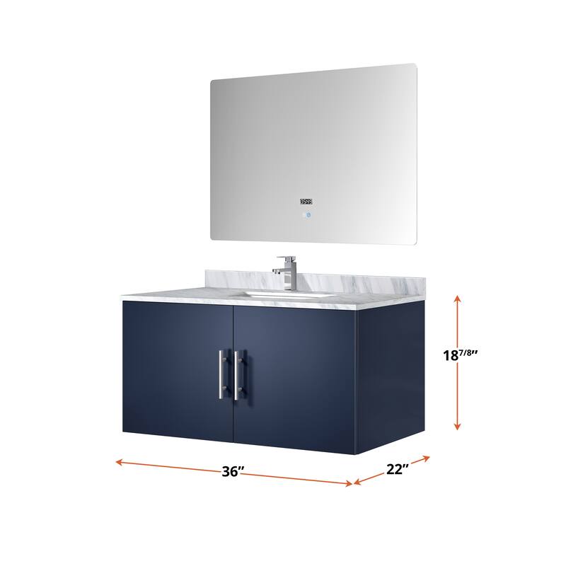 Geneva Bath Vanity with Carrara Marble Top, Sink & Mirror