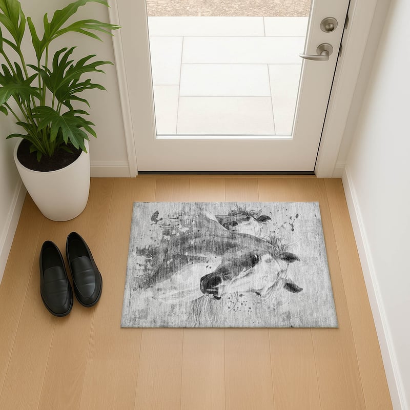 Premium Washable Super Soft Prince Horse Mayfield Rug - Gray - 1'8" x 2'6"