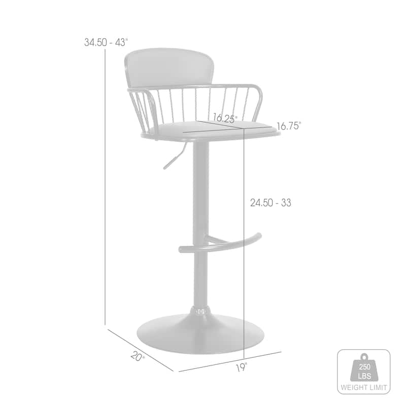 Nash Black Metal Upholstered Adjustable Swivel Bar Stool