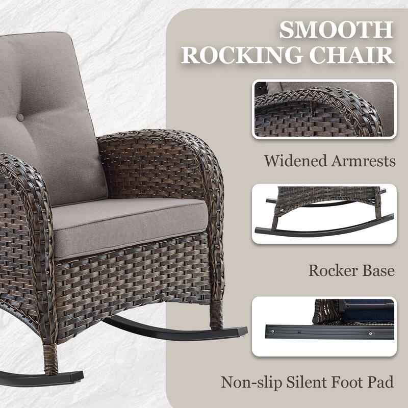 Fire Pit Table with Sectional Sofa Rocker Chairs Ottomans