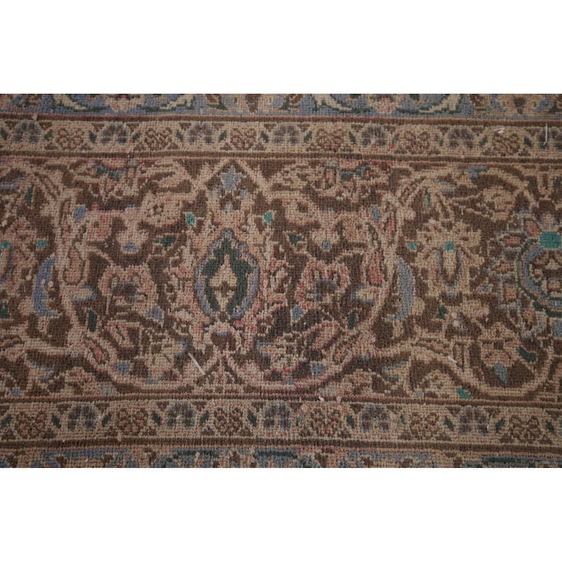 Mashad Persian Vintage Rug Hand-Knotted Oriental Wool Carpet - 9'10"x 12'9"