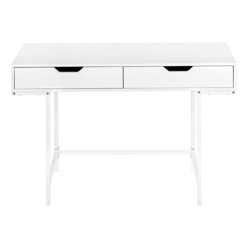 Contemporary 48" Computer Desk with 2 Storage Drawers, Metal Base, and Spacious Work Surface for Home Office