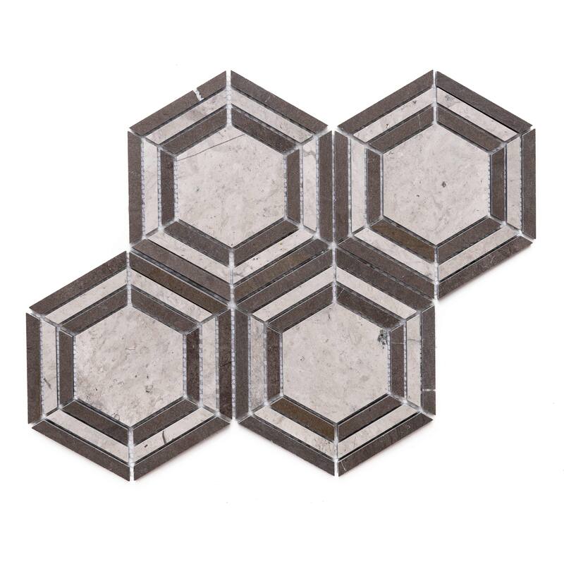 The Tile Life Santorini 4x4 Taupe Hexagon Marble Floor & Wall Tile