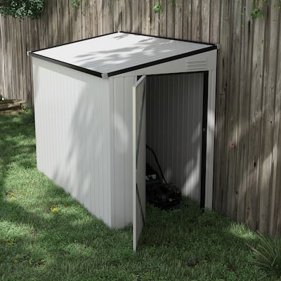 Outsunny 4' x 8' Metal Outdoor Storage Shed, Lean to Storage Shed, Garden Tool Storage House with Lockable Door and 2 Air Vents