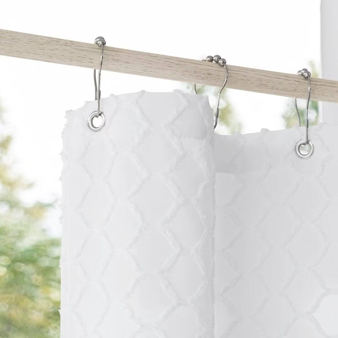 Boho Diamond Textured Fabric Shower Curtain with Tassels - On Sale ...
