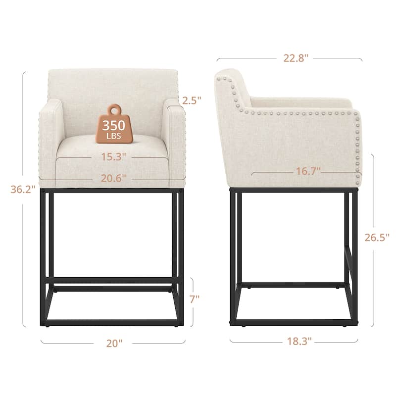 Modern Counter Height Bar Stools Fabric Upholstered Counter Stool