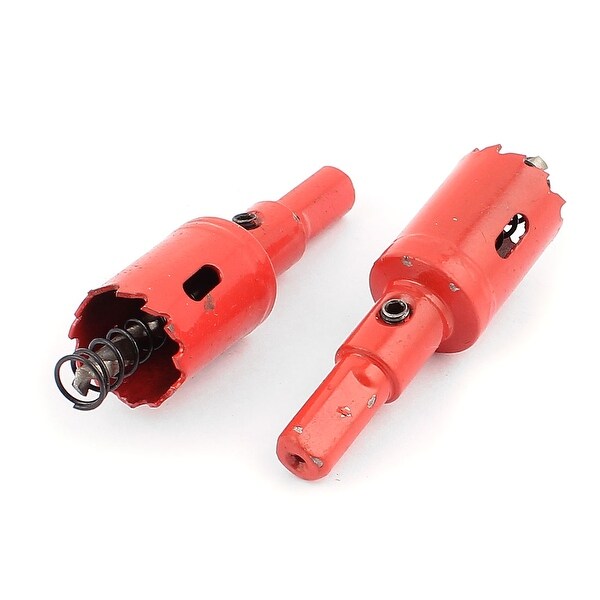 22mm Toothed BI Metal Hole Saw Cutter Drill Bit Red 2 Pcs for Aluminum Iron Wood