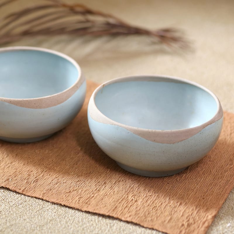 Novica Handmade Blue Bounty Ceramic Serving Bowls (Pair)