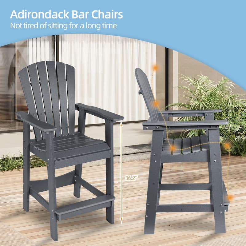 Aoodor Tall Adirondack Chairs Set of 2 with Connecting Tray