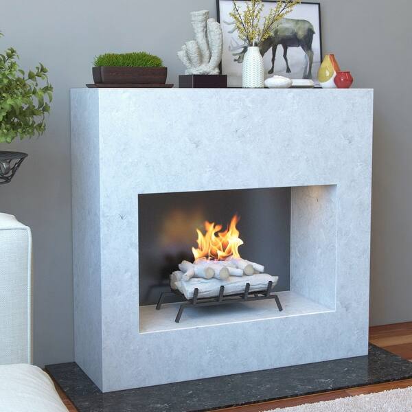Shop Moda Flame 18 Ethanol Fireplace Grate Log Set With Burner Insert For Easy Conversion From Wood Burning Fireplace Insert Birch Overstock 30646989