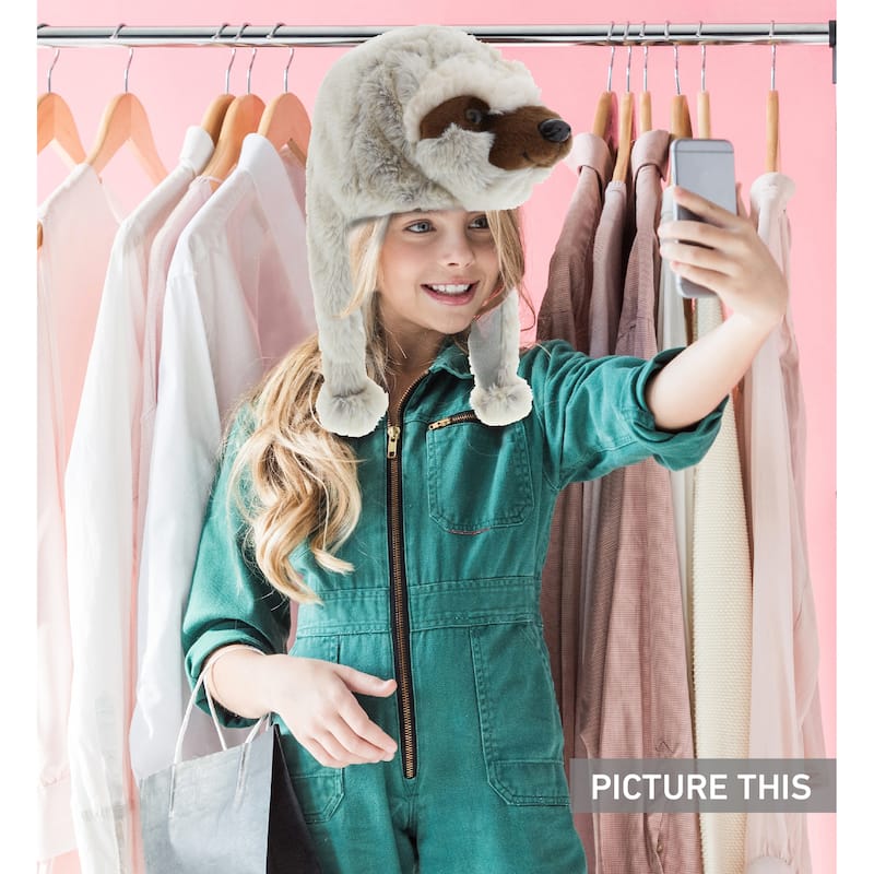 DolliBu Zoo Animal Plush Hat Set of 4 – Bunny, Tiger, Penguin, Sloth - One Size