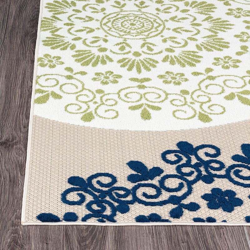 Verona Contemporary Floral Circles Indoor/Outdoor Area Rug - 5'x7' - Multi