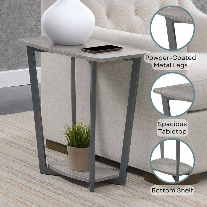 Modern End Table with Powder Coated Metal Frame, Spacious Lower Shelf and Compact Durable Design for Any Room - 14
