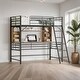 preview thumbnail 2 of 10, Twin Size Loft Bed with Desk and Shelf , Loft Bed with Ladder, Black