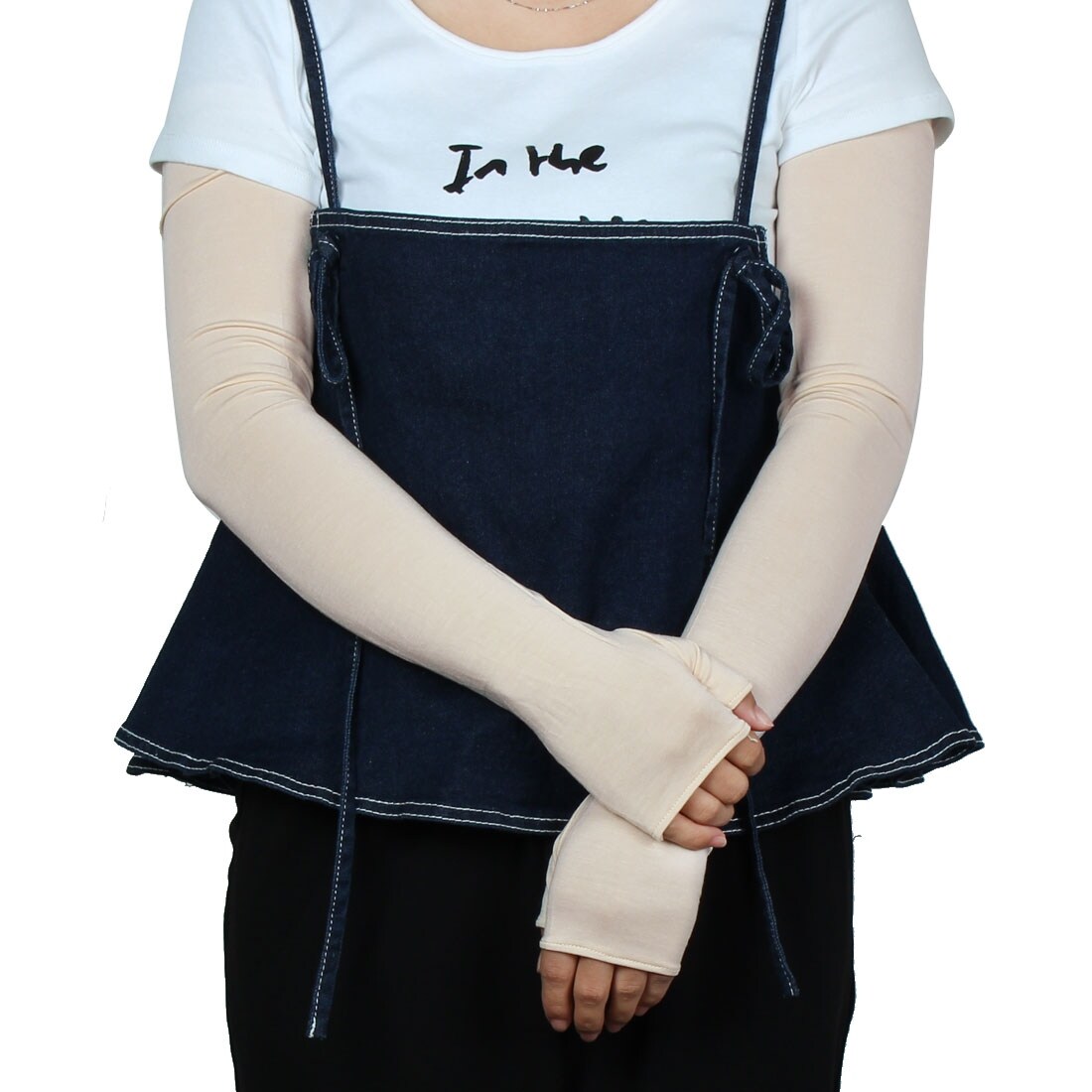 Shop Ladies Biking Long Arm Sleeves Half Finger Sun Resistant