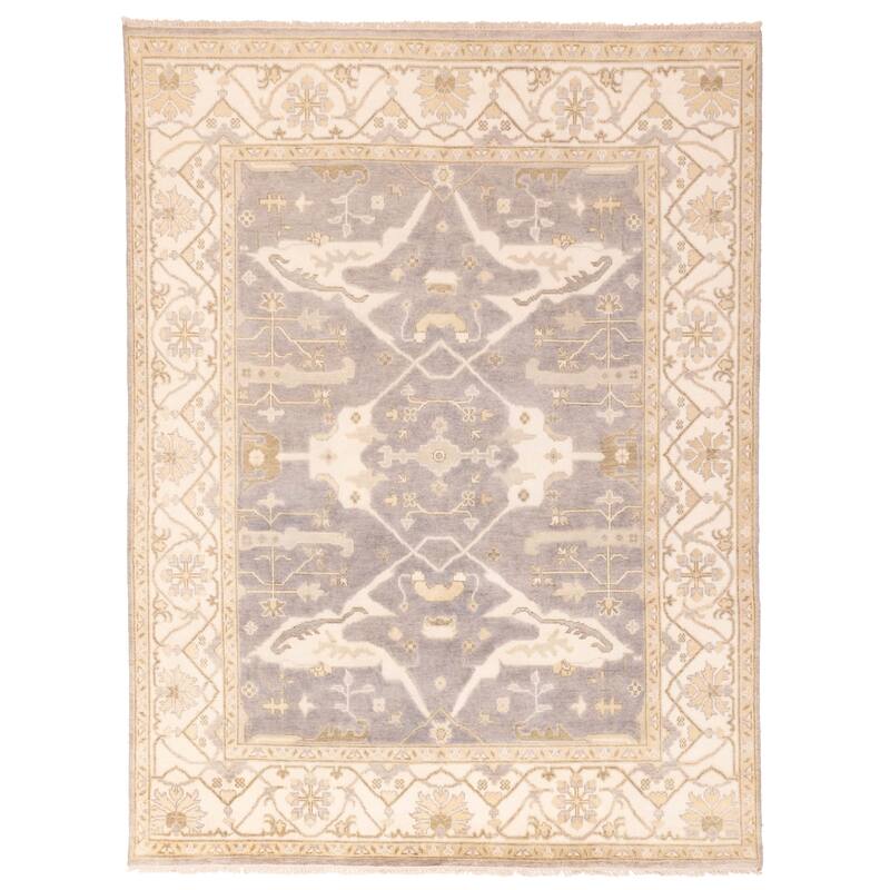 ECARPETGALLERY Hand-knotted Royal Oushak Dark Grey Wool Rug - 7'10 x 10'1