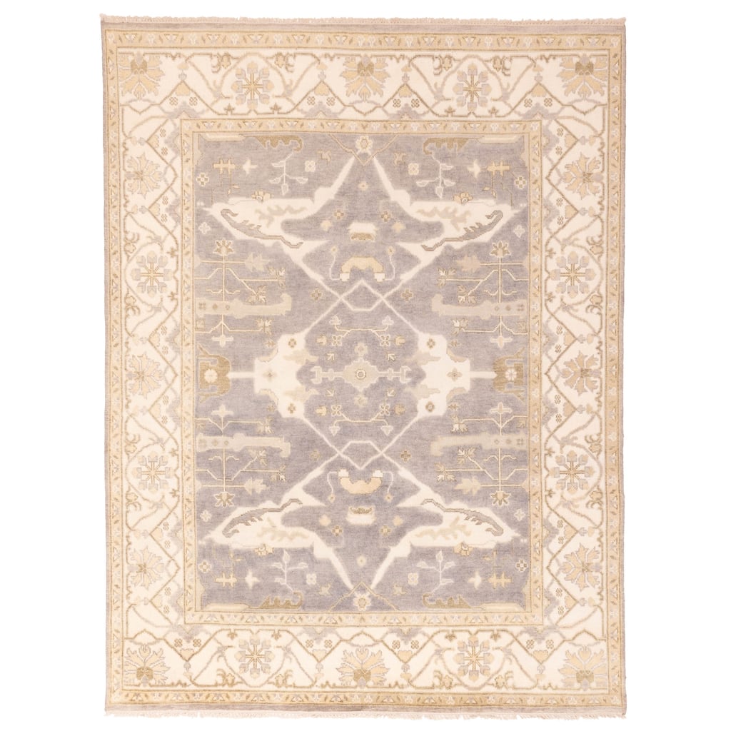 ECARPETGALLERY Hand-knotted Royal Oushak Dark Grey Wool Rug - 7'10 x 10'1