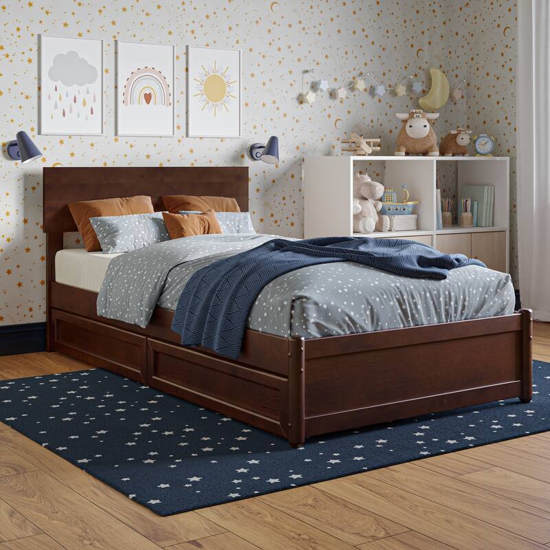 Wesley Platform Bed with Panel Footboard and Storage Drawers