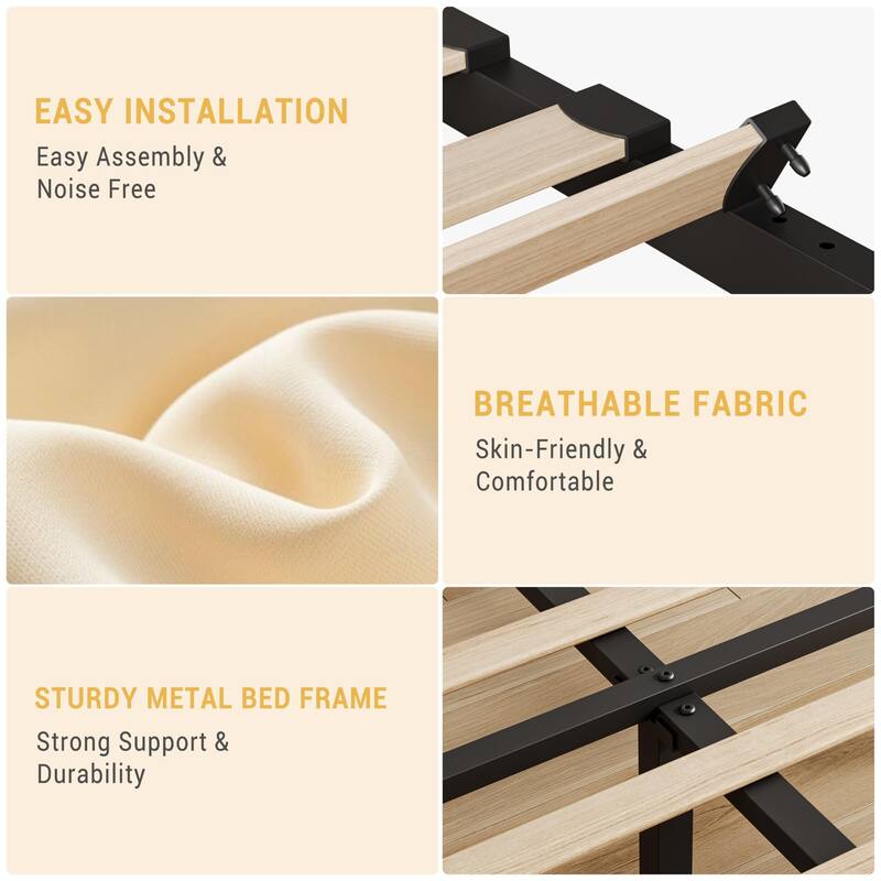 Bed Frame with Adjustable Headboard