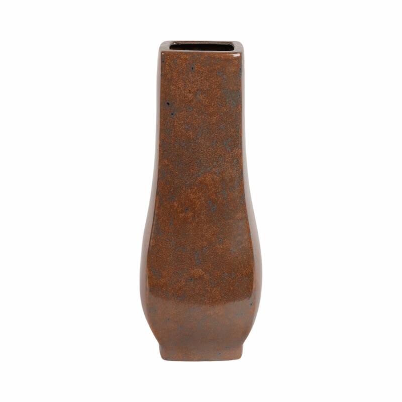 Metal Vase Geometric Textured Design and Sculptural Curved Silhouette