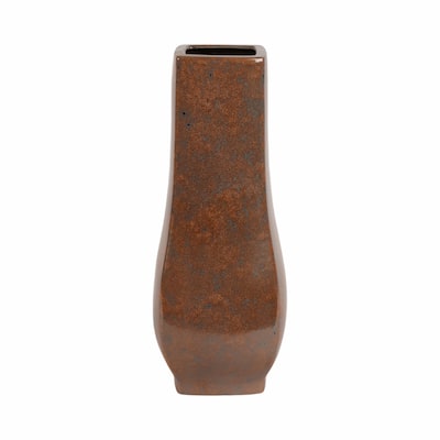 Metal Vase Geometric Textured Design and Sculptural Curved Silhouette