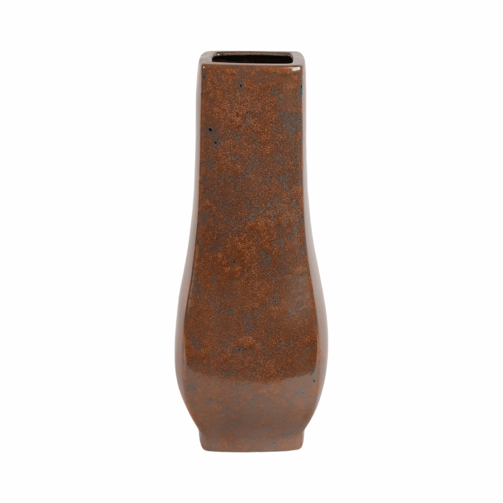 Metal Vase Geometric Textured Design and Sculptural Curved Silhouette