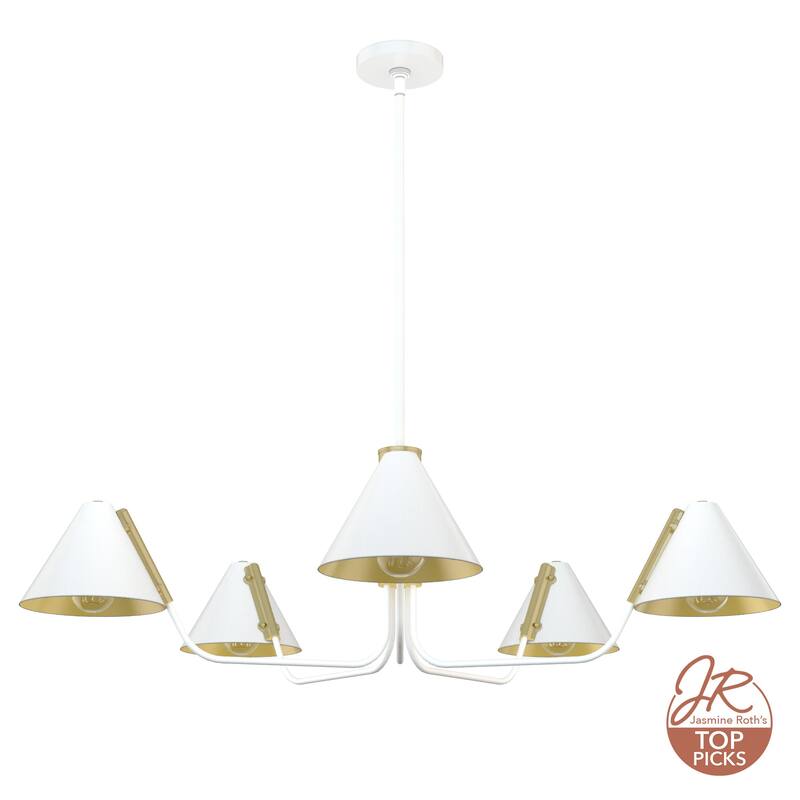 Hunter Grove Isle 5-Light Chandelier, Dining Room, Entry, Mid-Century Modern, Geometric