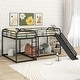 preview thumbnail 22 of 22, Full and Twin Size L-Shaped Metal Bunk Bed with Slide and Short Ladder, White, 4 Beds in 1 for Family or Guests