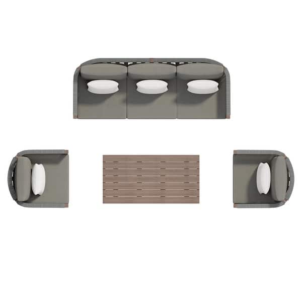 slide 2 of 16, Corvus Iona 4-piece Patio Eucalyptus Wood and Rope Sofa Seating Set with Sunbrella Fabric Grey