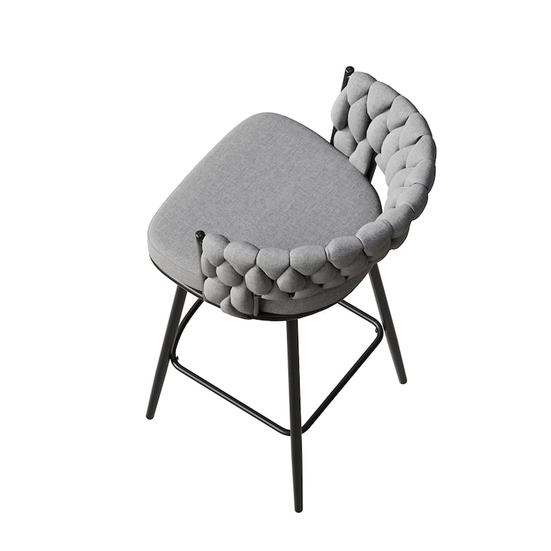 Set of 2 360° Swivel Bar Stools Soft Cushioned Backrest Counter Height Metal Legs