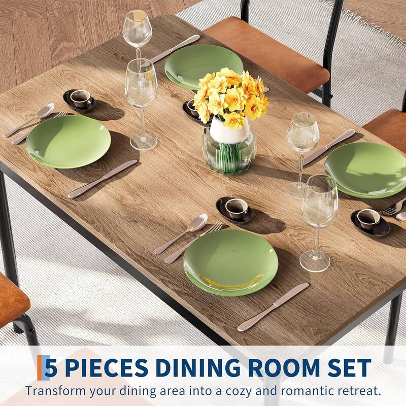 Kitchen Dining Table Set for 4 with Chairs for Kitchen Room and Small Spaces