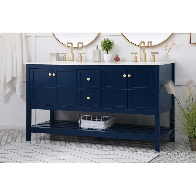 Elegant Lighting VF16460D Theo 60" Free Standing Double Basin Vanity