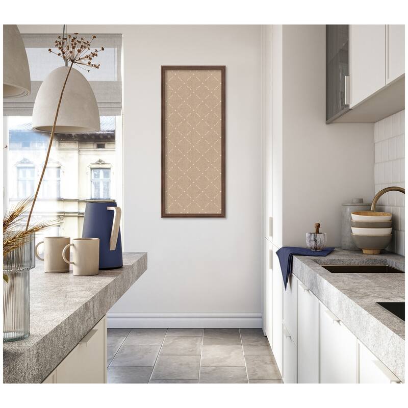 Kate and Laurel Pinboard Beige Lattice Pattern