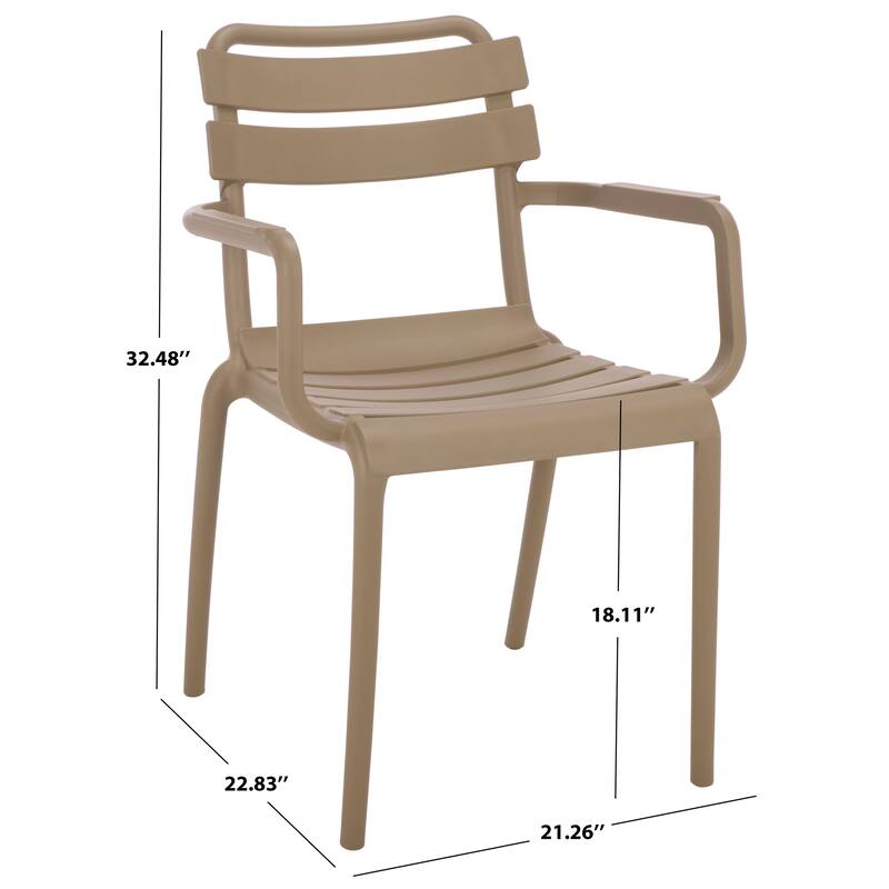 SAFAVIEH Outdoor Living Sarah Stacking Dining Armchair (Set of 2) - 21"W x 23"D x 32"H
