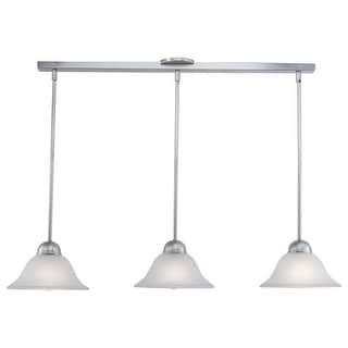 Da Vinci 3L Brushed Nickel Linear Chandelier Island Pendant Light Fixture - 39.75-in W x 16.63-in H x 9.75-in D