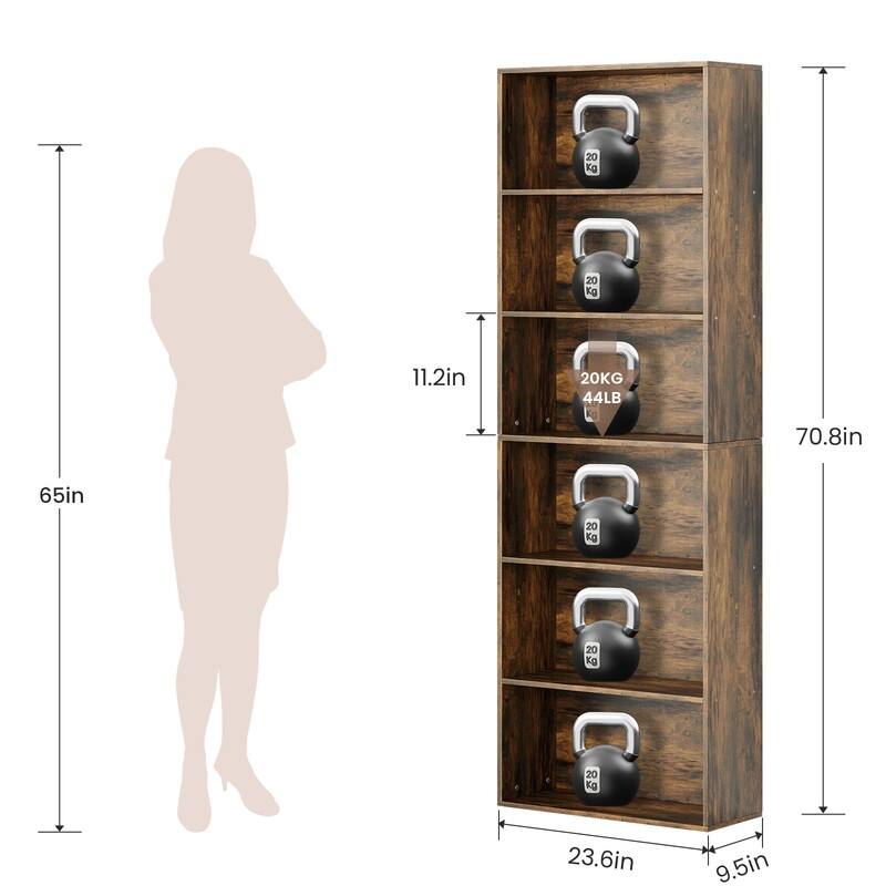 Modern Minimalist Storage Shelf - 6 Tiers, MDF Build