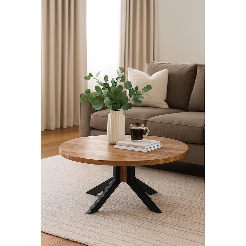 Sheesham Wood Round Coffee Table - 35" - 35" X 35"