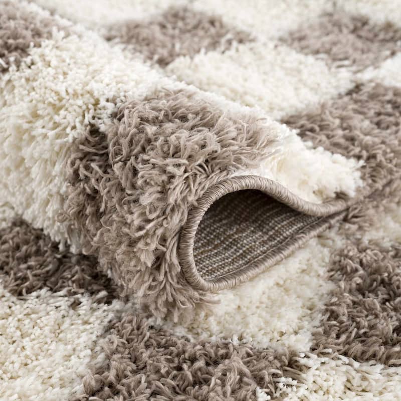Hauteloom Atira Living Room, Bedroom Area Rug - Contemporary - Plush Pile - Light Gray,Cream - 7'10" x 10'3"