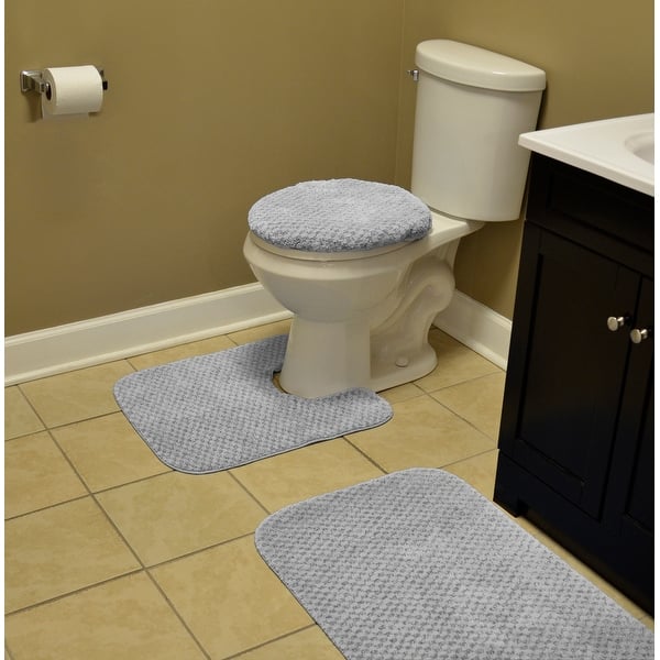 Shop Cabernet Platinum Grey Nylon Washable Bath Rug Overstock
