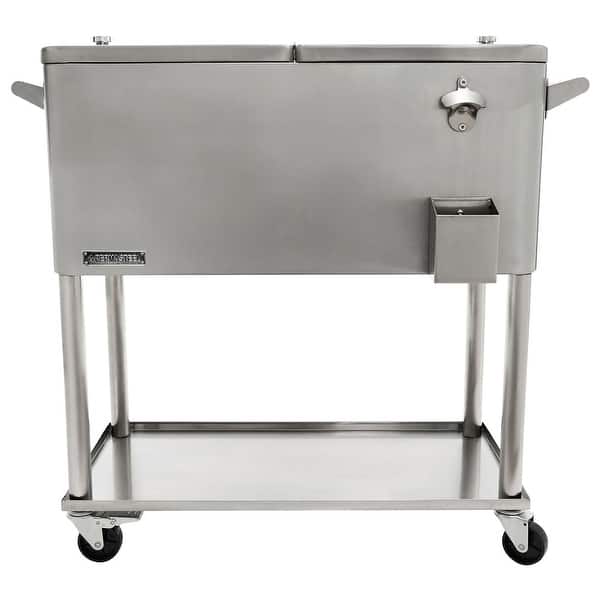 slide 1 of 8, Permasteel 80 Qt. Stainless Steel Patio Cooler
